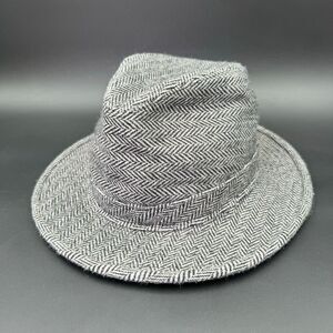Vintage Hatquarters by Henschel Fedora Gray Denim‎ Medium Chevron Retro Hat USA